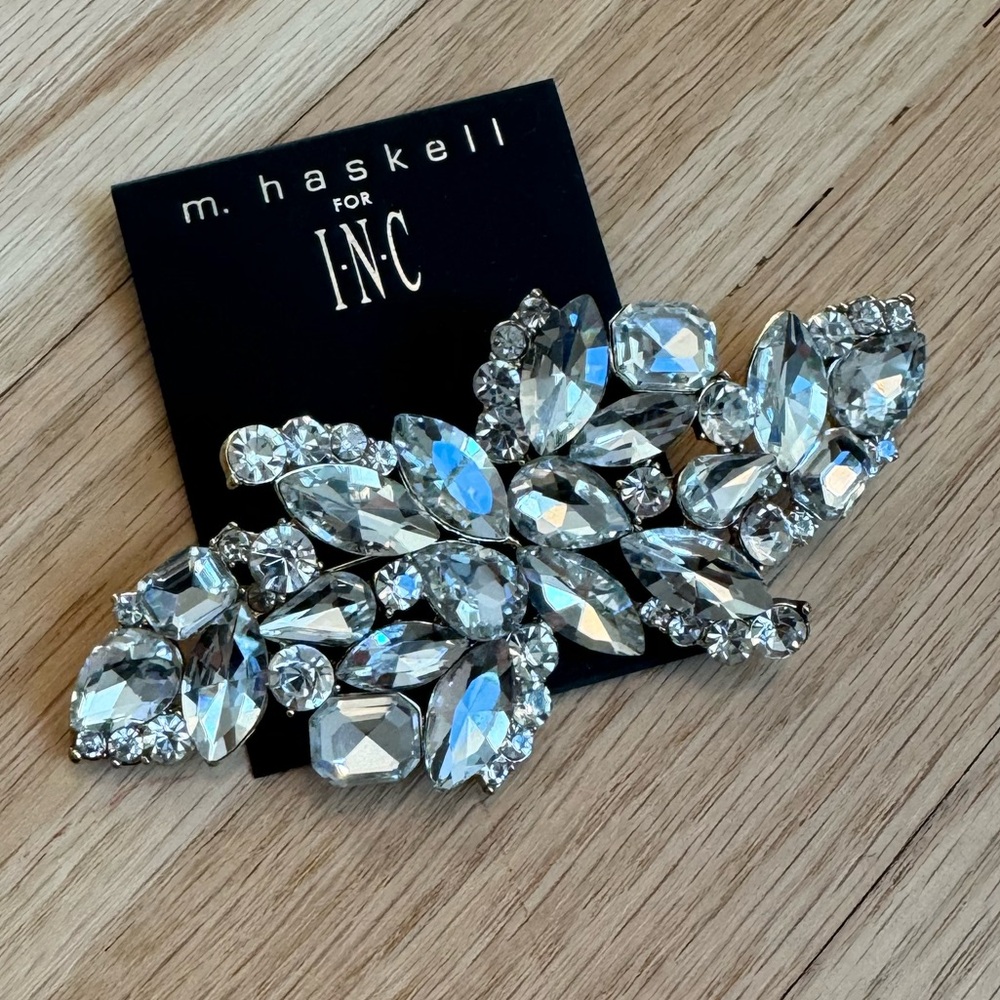 Miriam Haskell for INC crystal jewel rhinestone brooch huge sparkly pin NWT